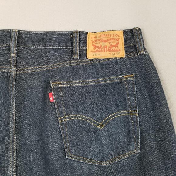 Levis 514 Jeans Mens 42x30 Blue Straight Leg 100% Cotton Zip Fly Classic Denim - Picture 8 of 14